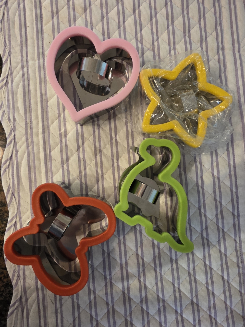 Kids Silicone Cookie Cutter Set - Pink, Yellow, Orange, Green